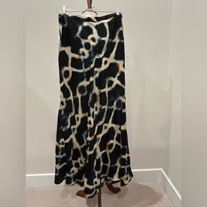 Zara Dark Blue and Cream Abstract Maxi Skirt